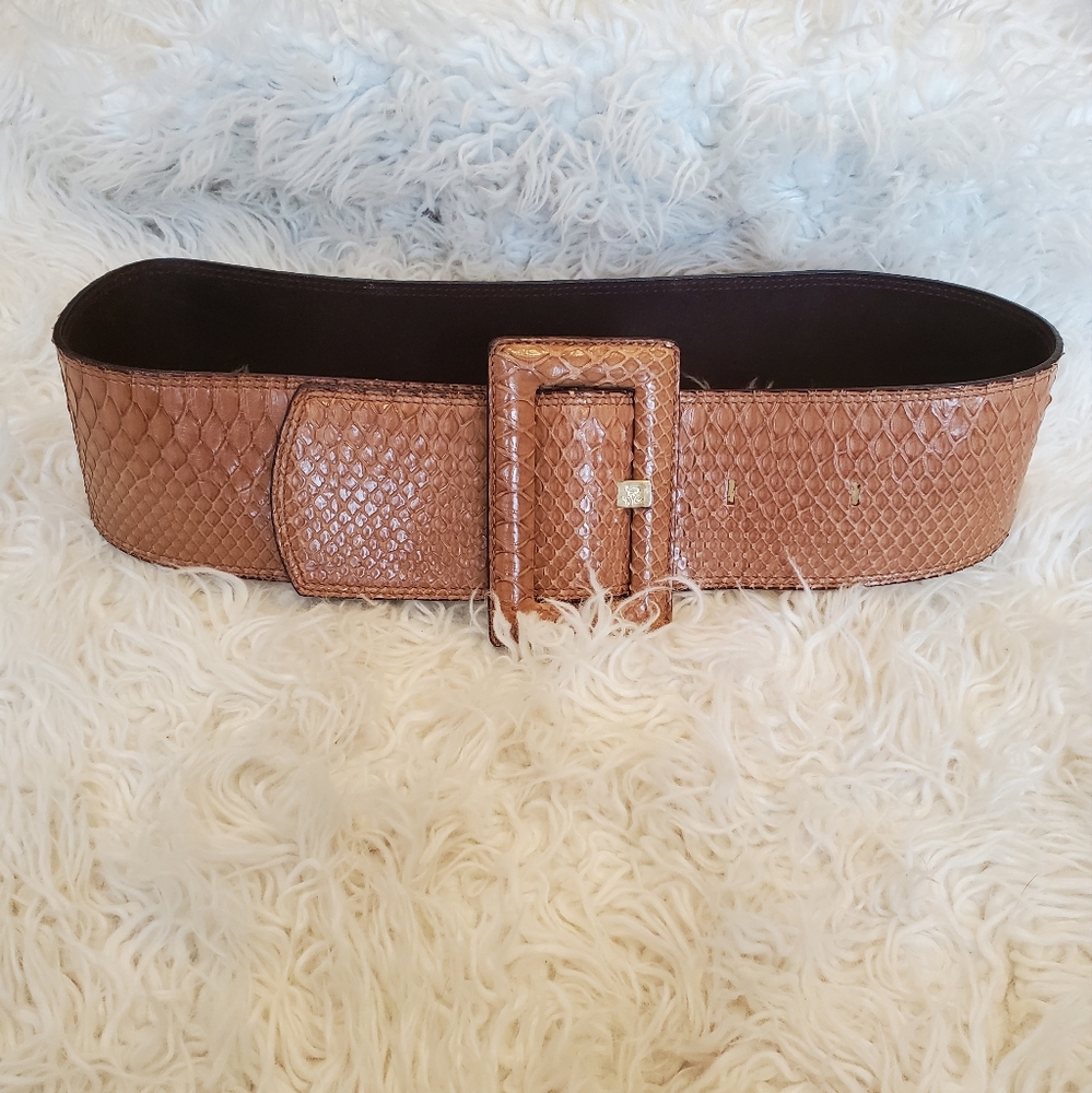 ROBERTO CAVALLI| Womens Tan Python Belt| size small
